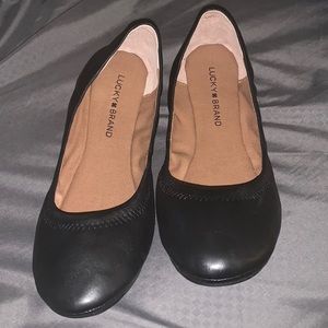 Lucky Brand Emmie Black Faux Leather Flats Size 9